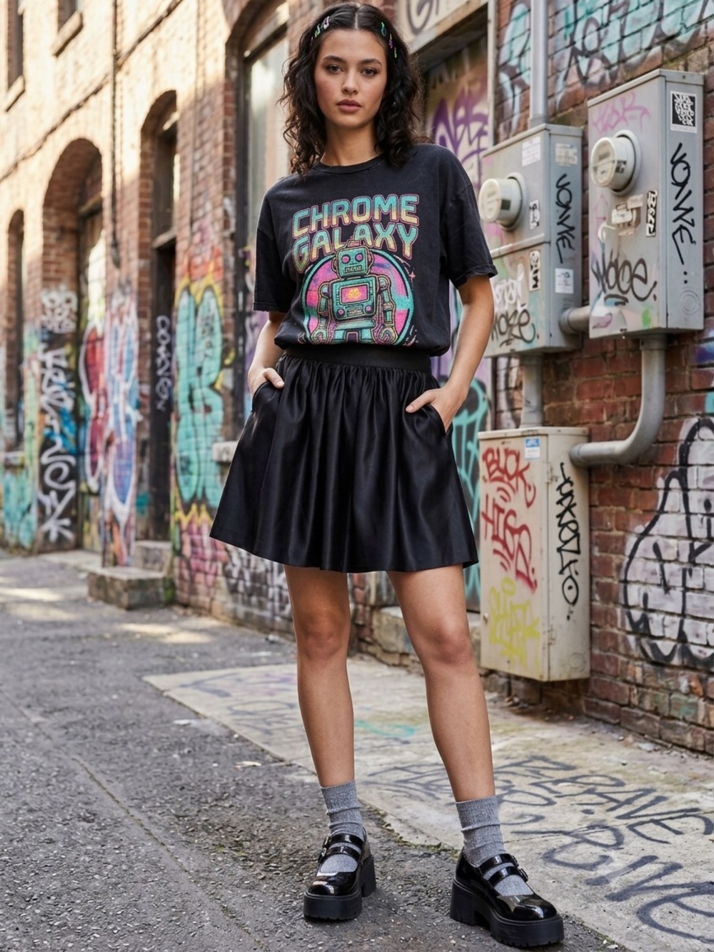 Miss Selfridge Black Satin Pleated Mini Skirt Goth Grunge Coquette Y2K Skater 6